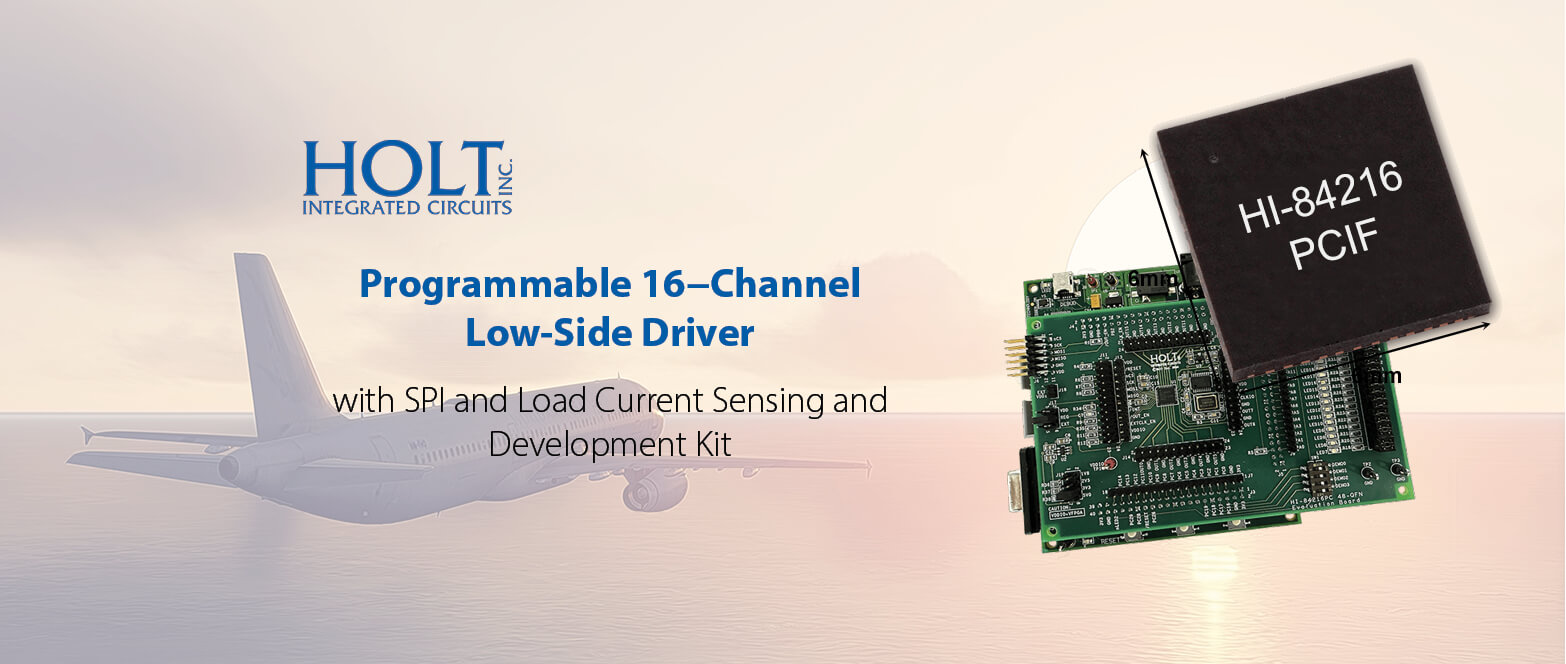 New from Holt Integrated Circuits Inc - Programmable 16-Channel Low-Side Driver with Built-In Protection and Load-Current Sensing